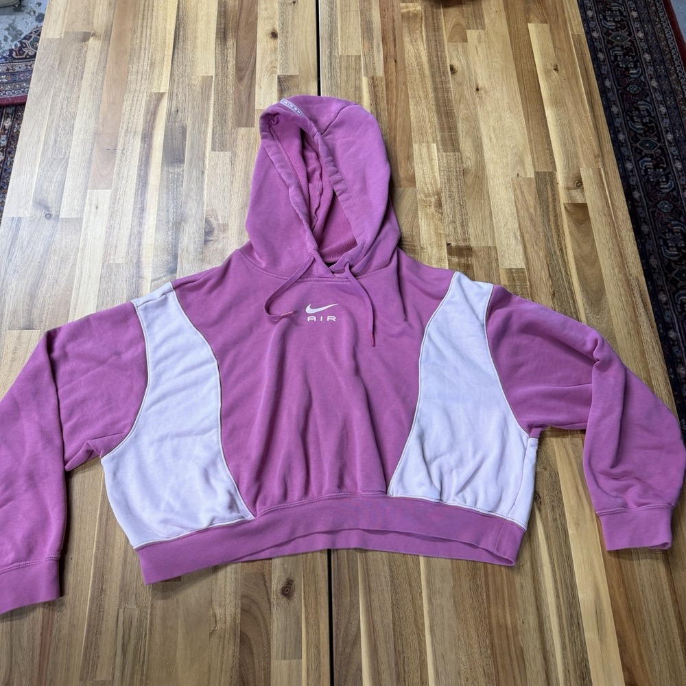 Nike Air Oversized Fit Cropped Fleece Hoodie DV8048-665 Women's Size Medium